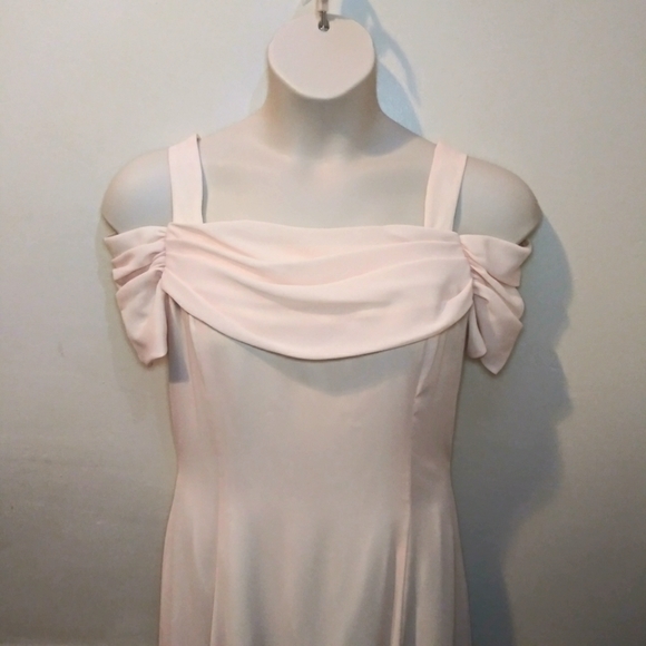 Vintage Scott McClintock Pale Pink Off Shoulder Special Occasion Chiffon Gown - Picture 2 of 8